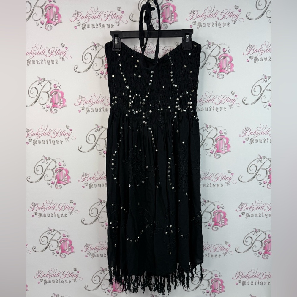 Dress strapless or halter sequins sparkly Elegant Black Dress Sequin Details